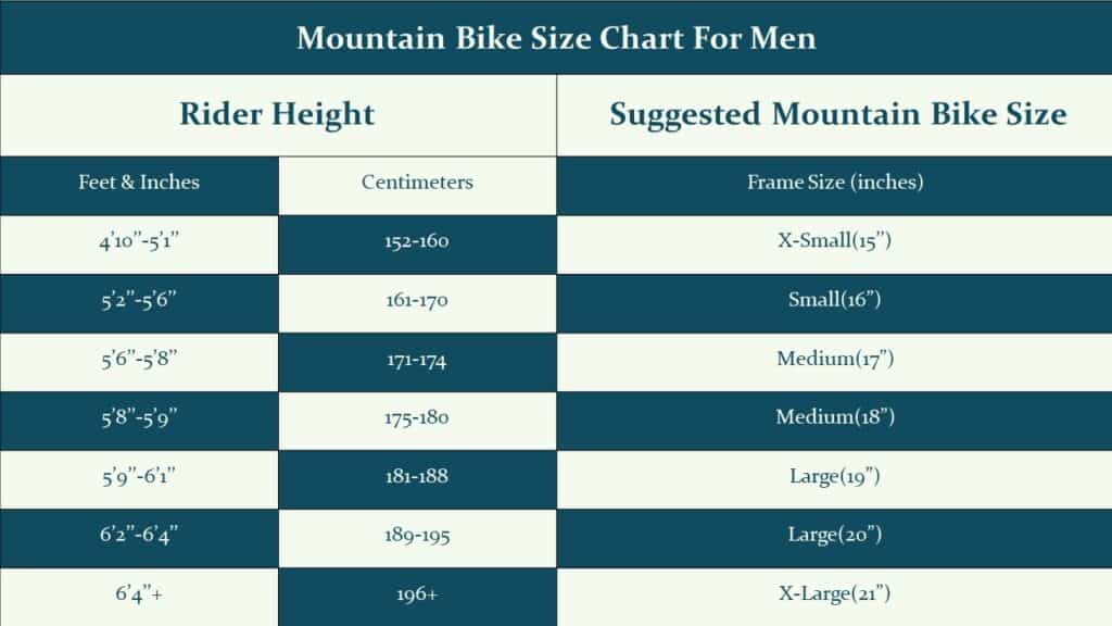 mountain bike size chart - men FC